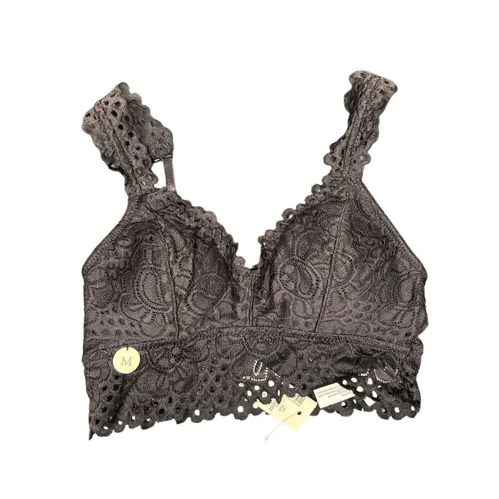Aeropostale Black Lace Bralette Size M Padded Wire Free Juniors NWT